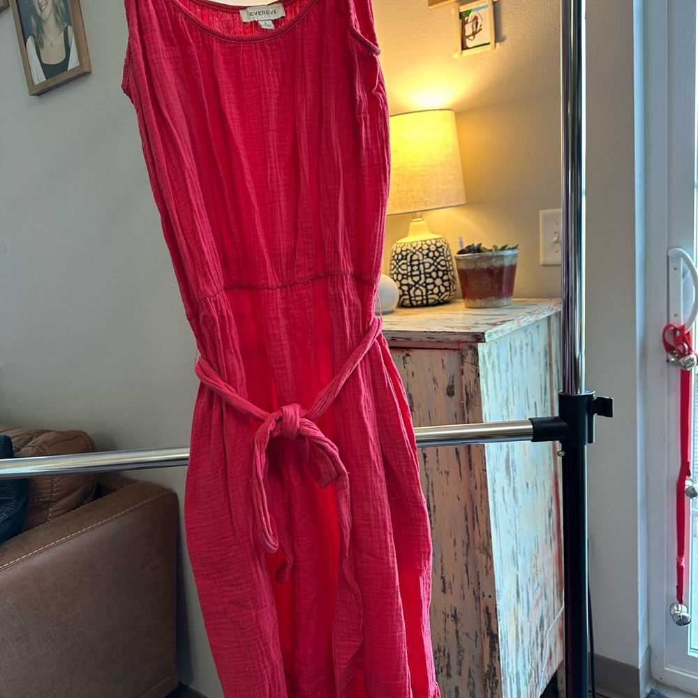 Evereve coral linen dress szlg